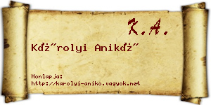 Károlyi Anikó névjegykártya